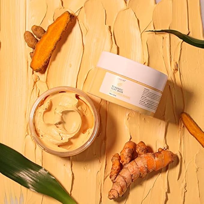 LIYALAN TURMERIC CLAY MASK FOR BLACKHEADS AND PORES, FACE MASK, SKIN CARE, MASK GLEAMING, VITAMIN C, FACIAL MASK FOR DARK SPOTS - Image 3